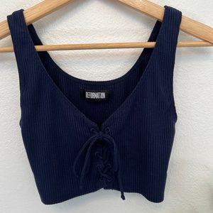 Reformation Navy Crop Top